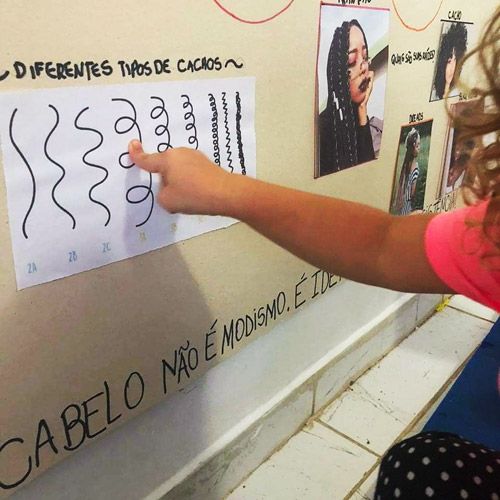 Criança em atividade de autoconhecimento